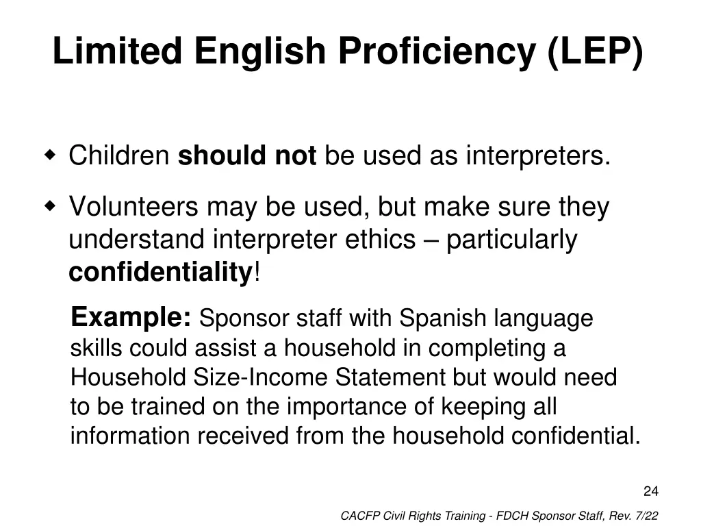 limited english proficiency lep