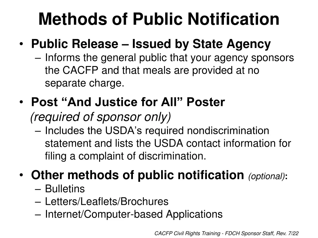 methods of public notification
