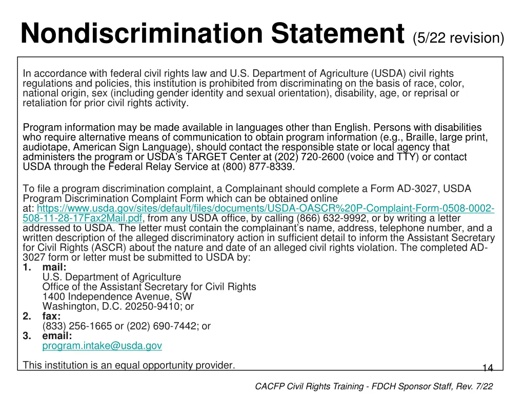 nondiscrimination statement 5 22 revision