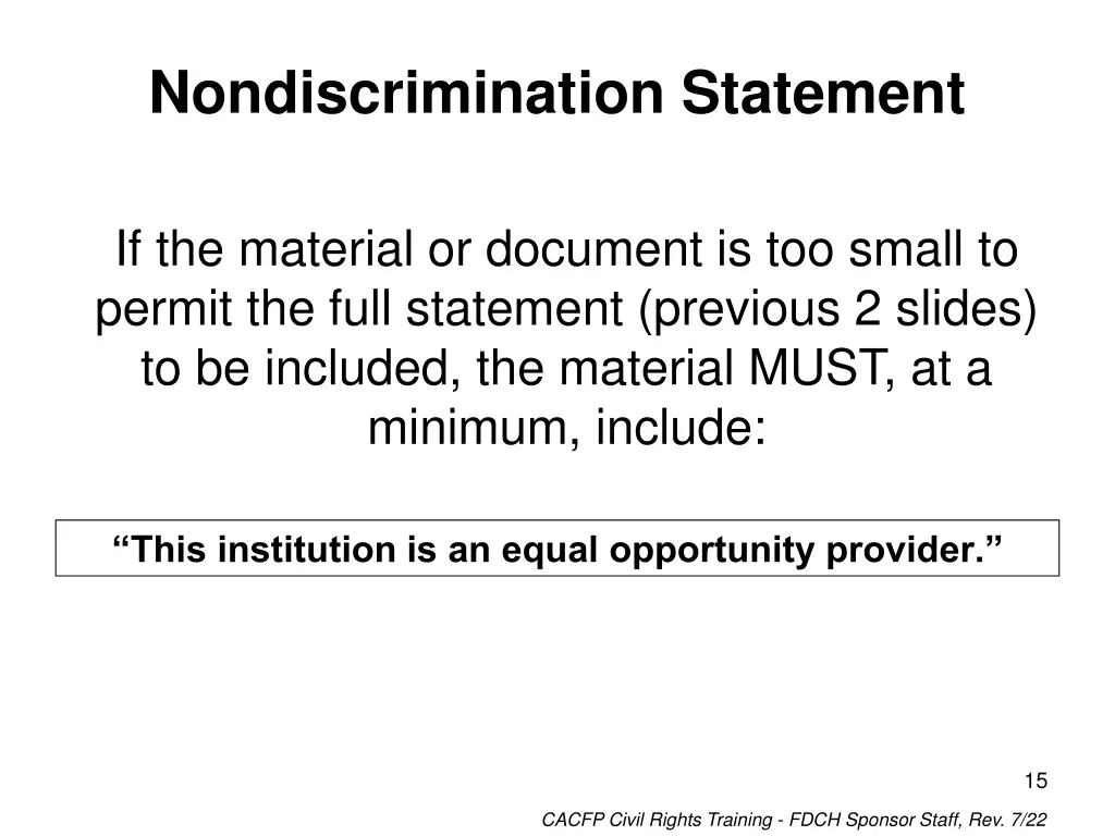 nondiscrimination statement