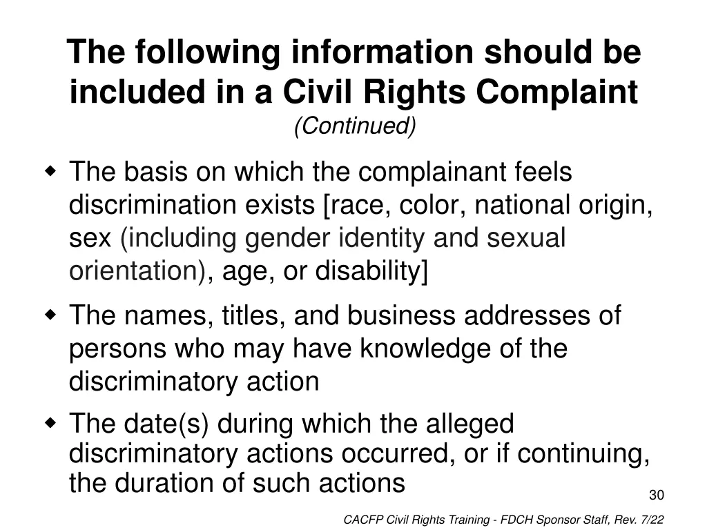 the following information should be included 1