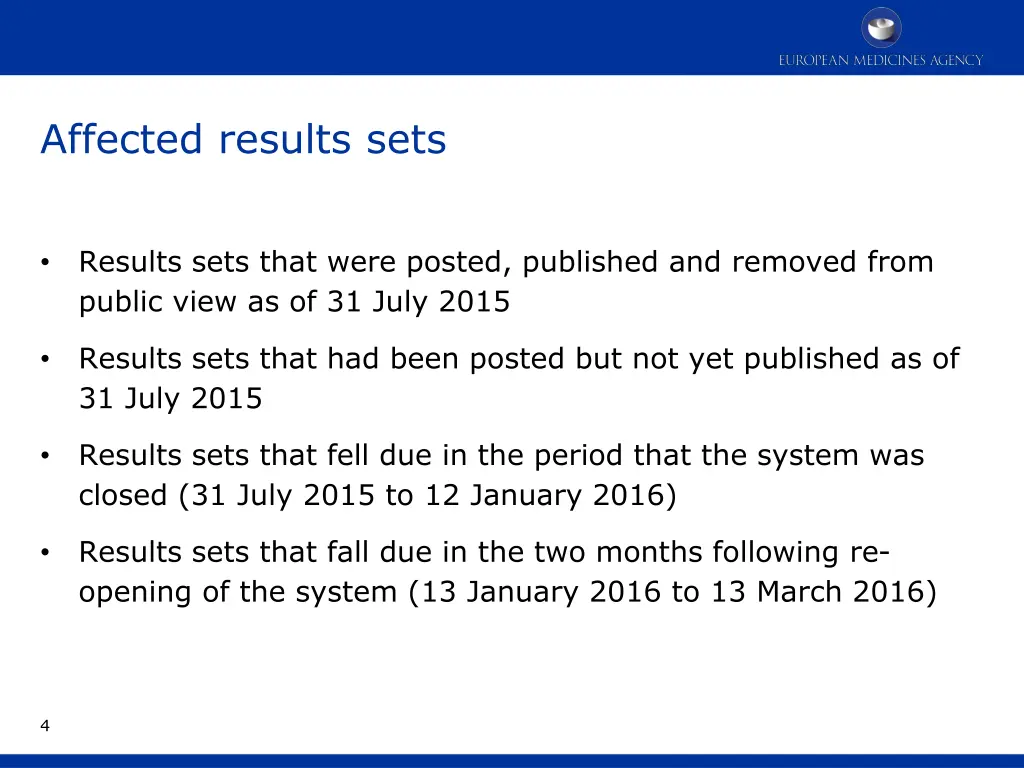 affected results sets