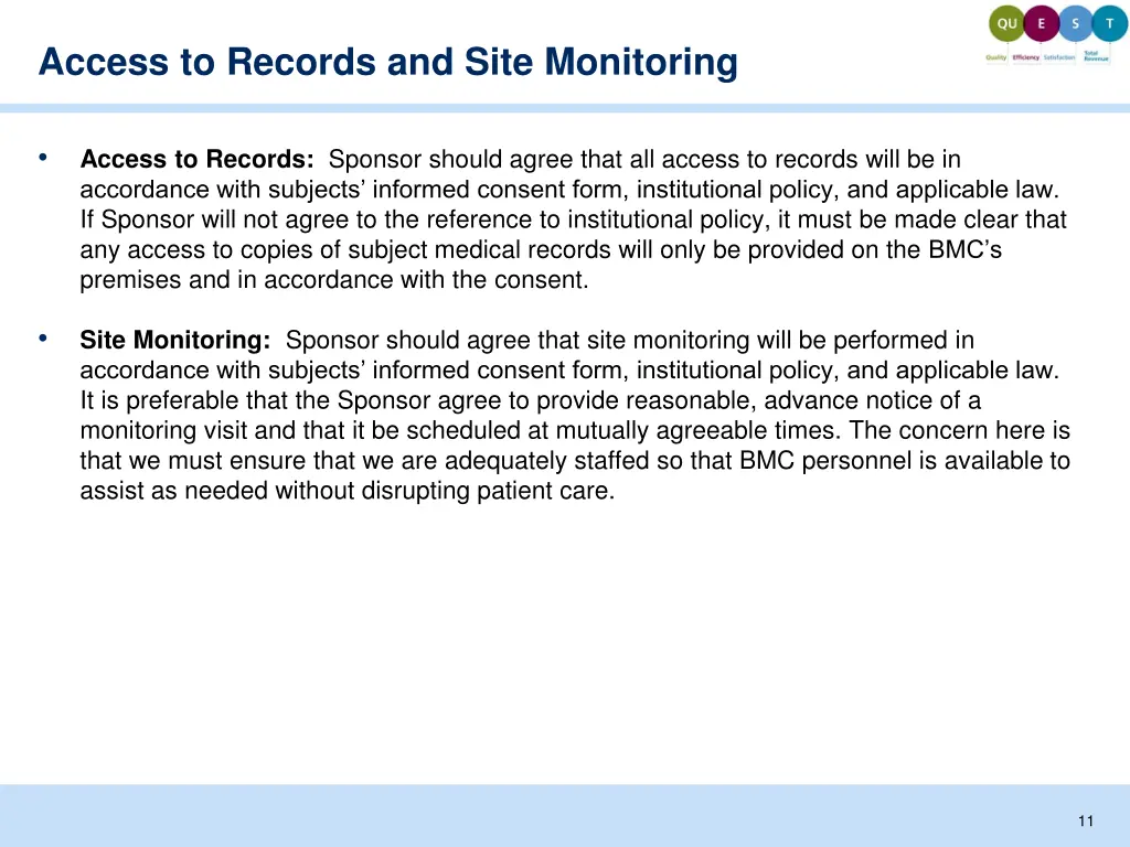 access to records and site monitoring