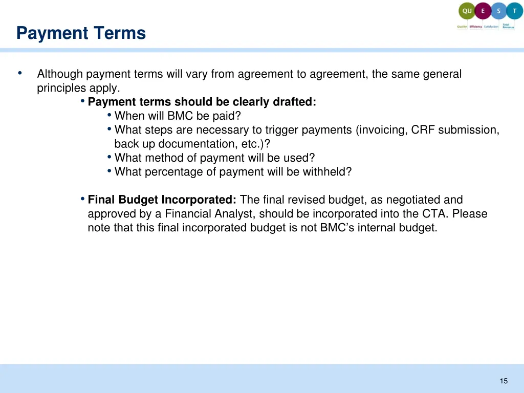 payment terms