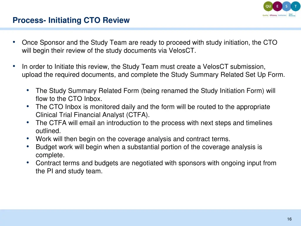 process initiating cto review