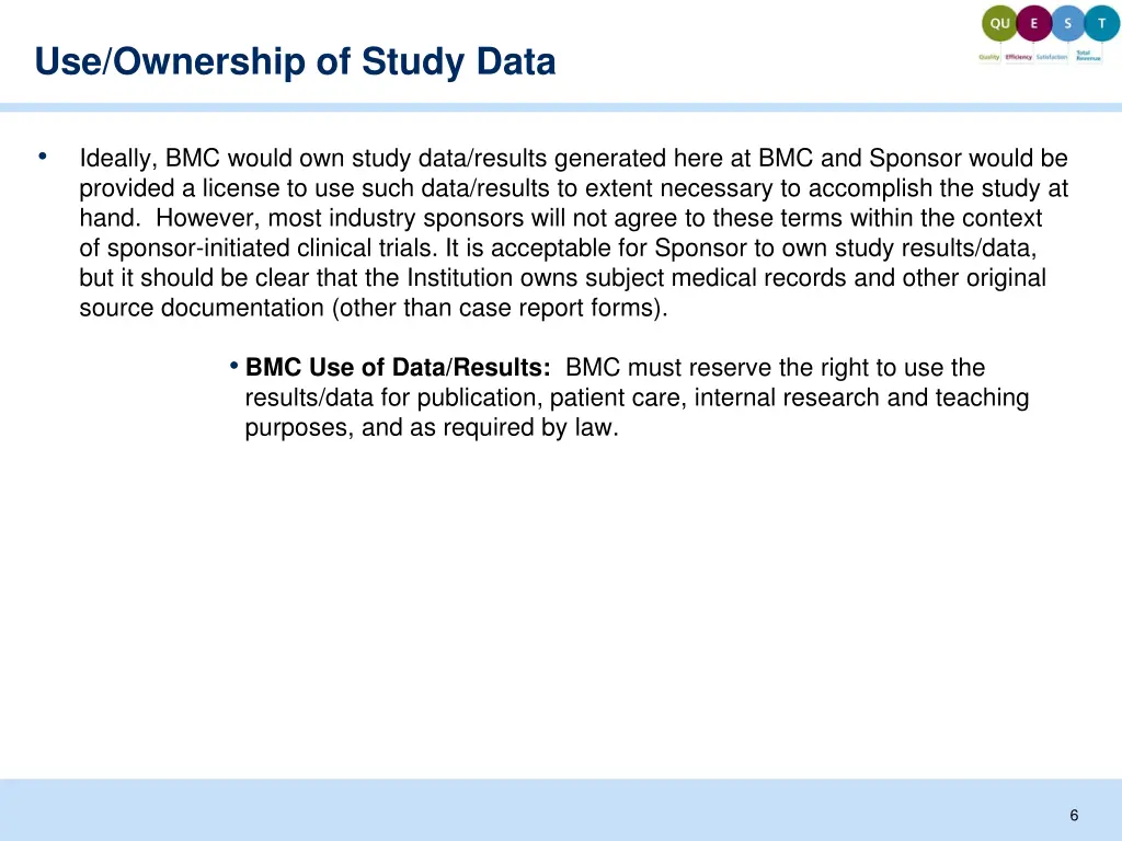 use ownership of study data