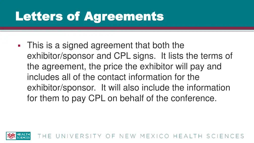letters of agreements letters of agreements