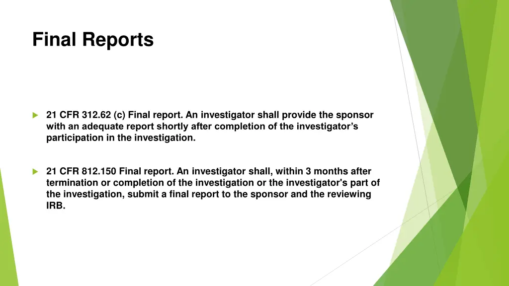 final reports