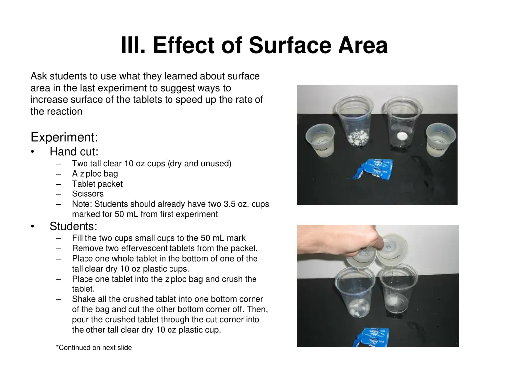 iii effect of surface area