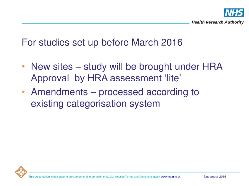 for studies set up before march 2016