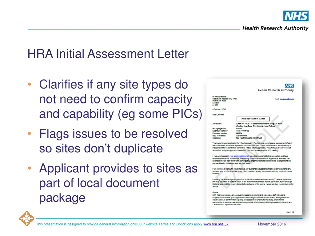 hra initial assessment letter