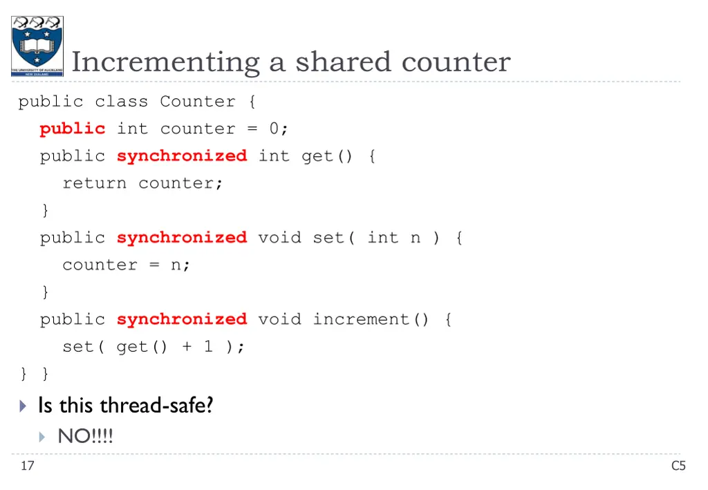 incrementing a shared counter 5