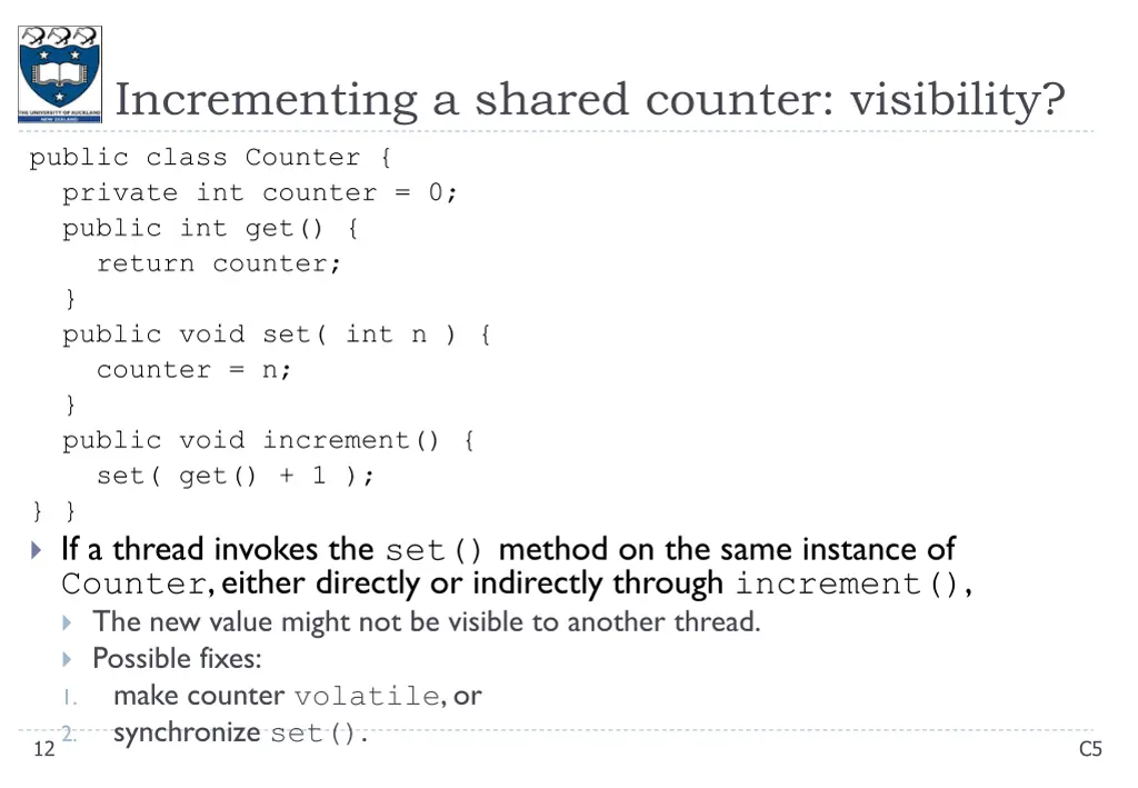 incrementing a shared counter visibility
