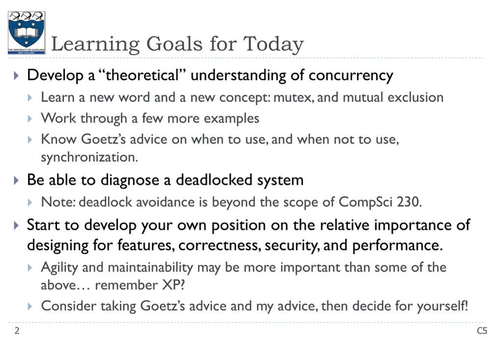 learning goals for today