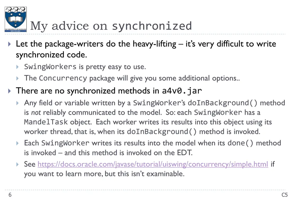 my advice on synchronized