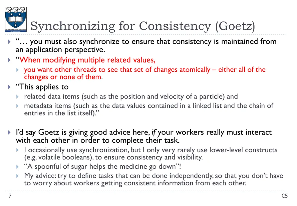 synchronizing for consistency goetz