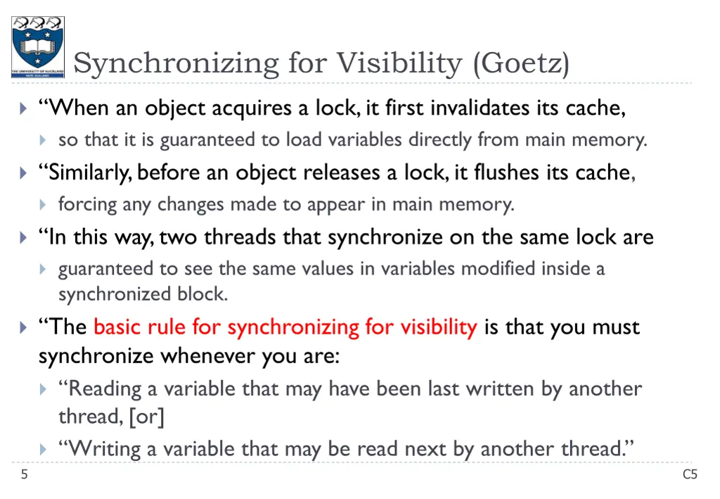 synchronizing for visibility goetz