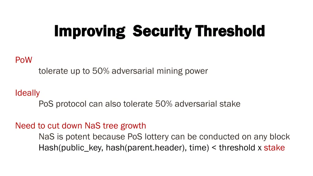 improving security threshold improving security