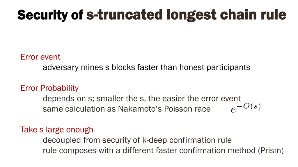 security of security of s s truncated longest