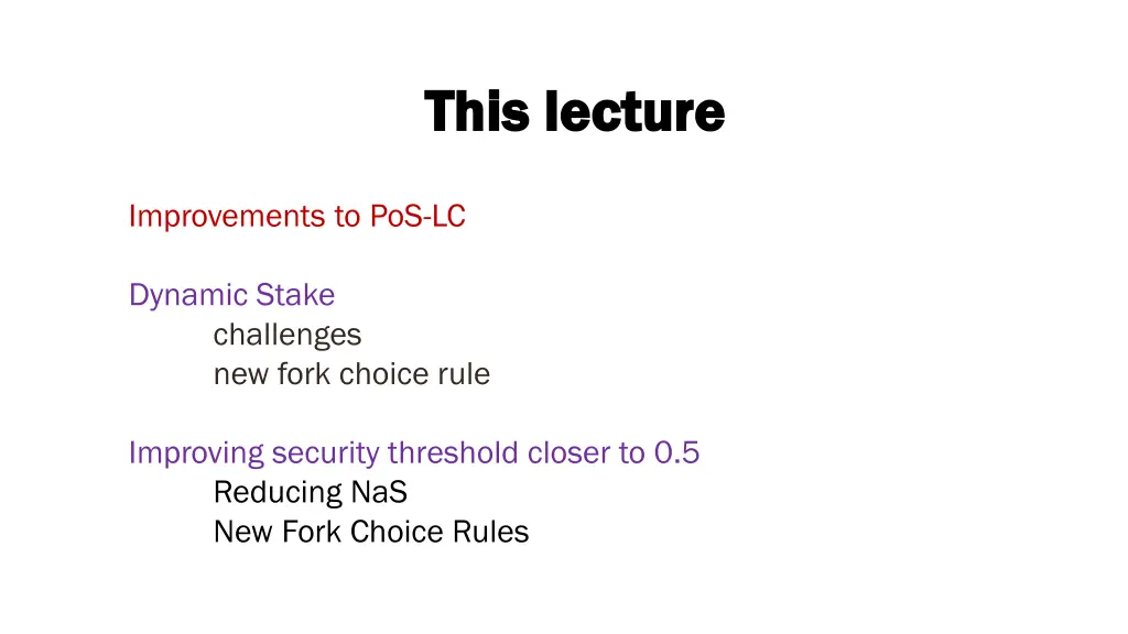 this lecture this lecture