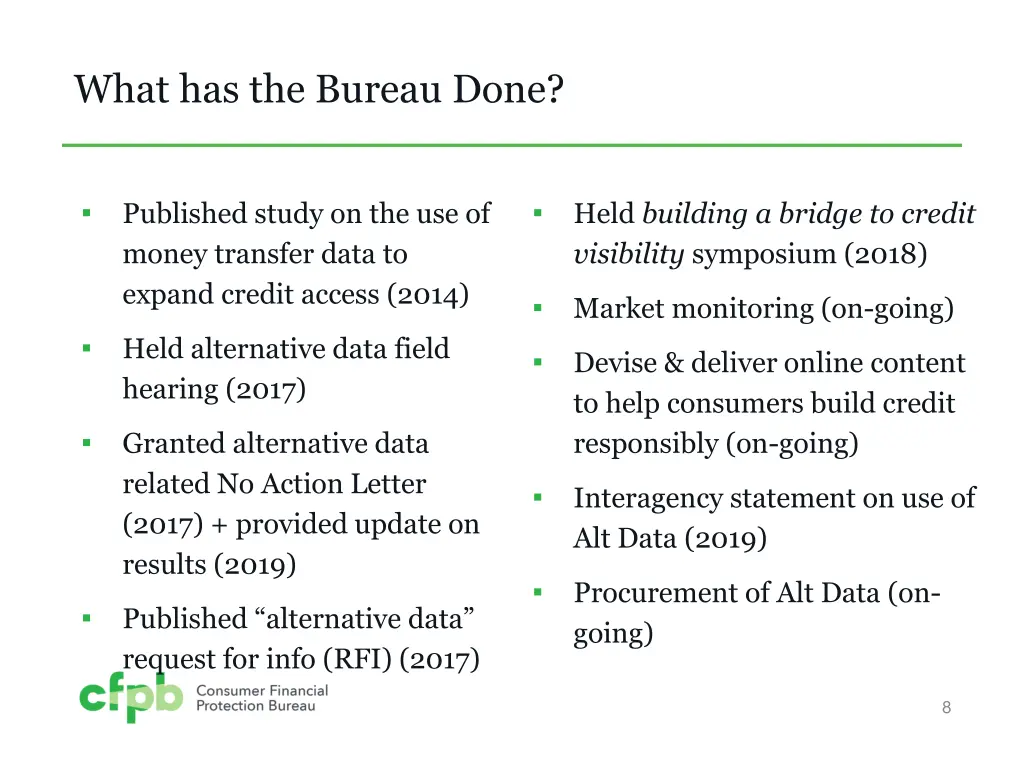 what has the bureau done