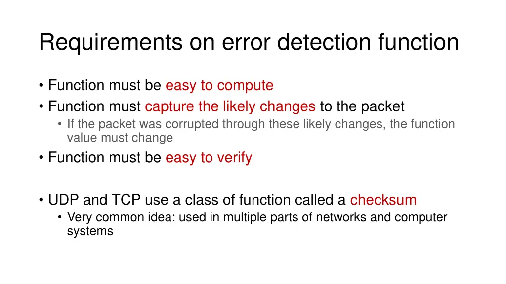 requirements on error detection function