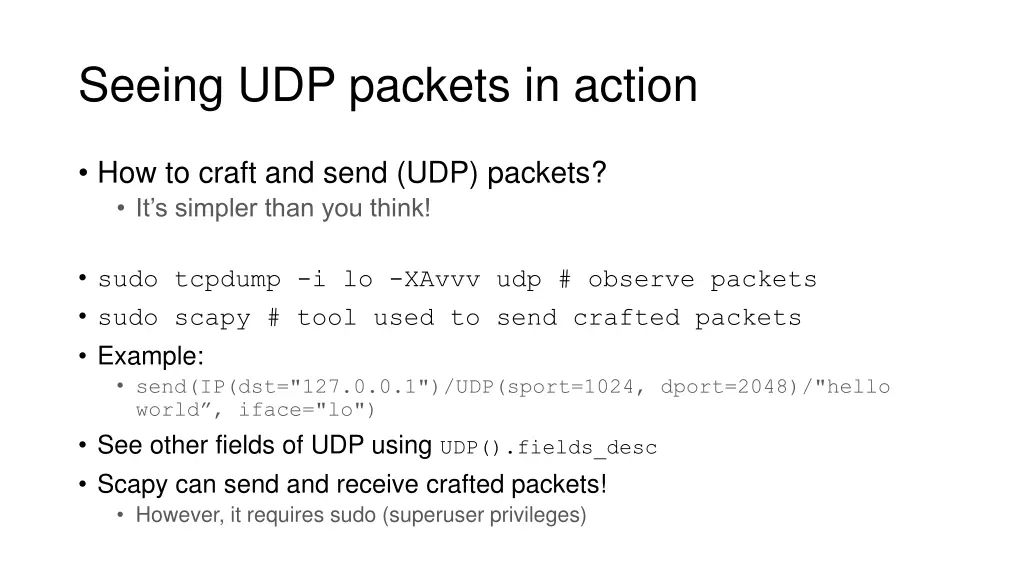 seeing udp packets in action