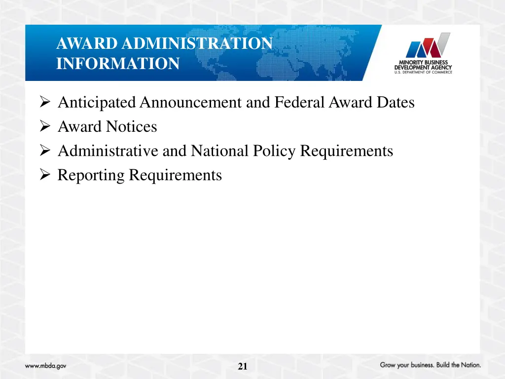 award administration information
