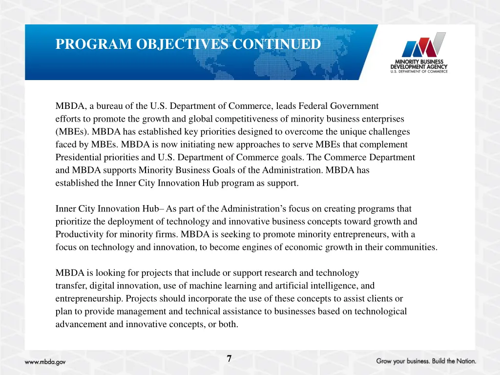 program objectives continued