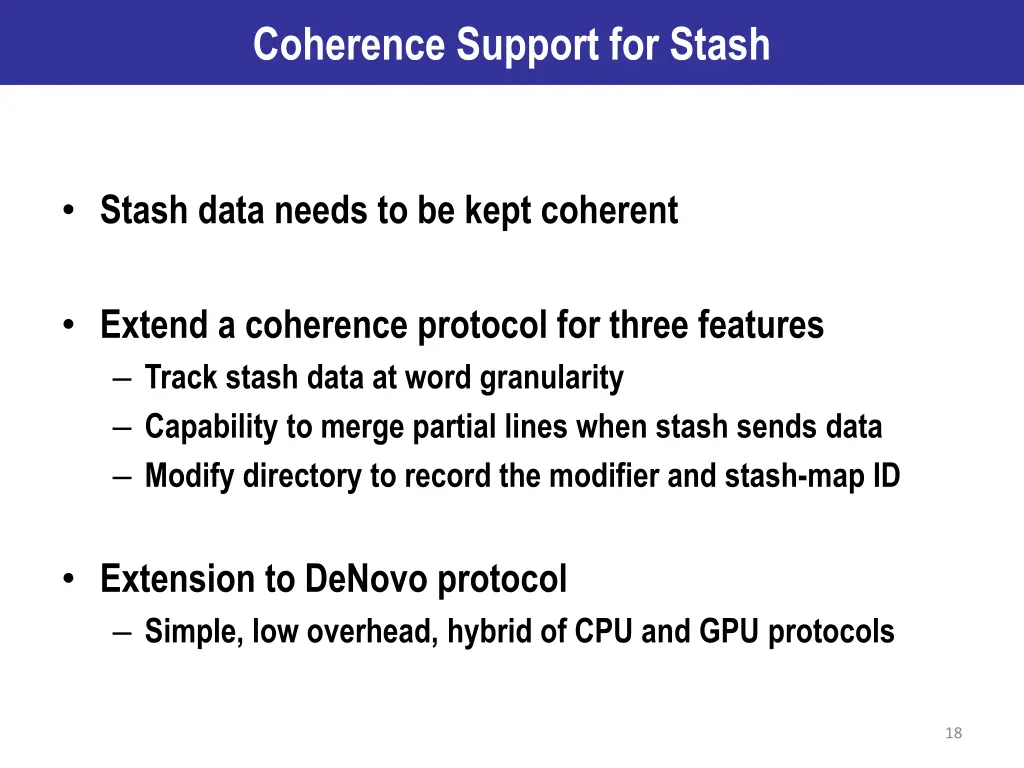 coherence support for stash