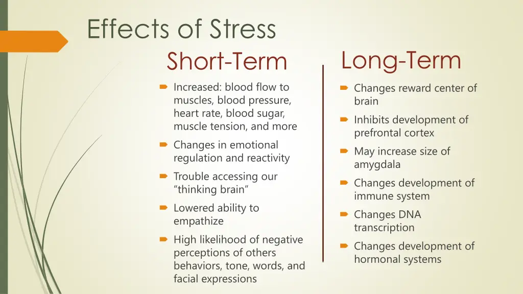 effects of stress short term