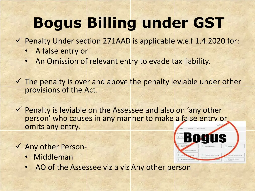 bogus billing under gst