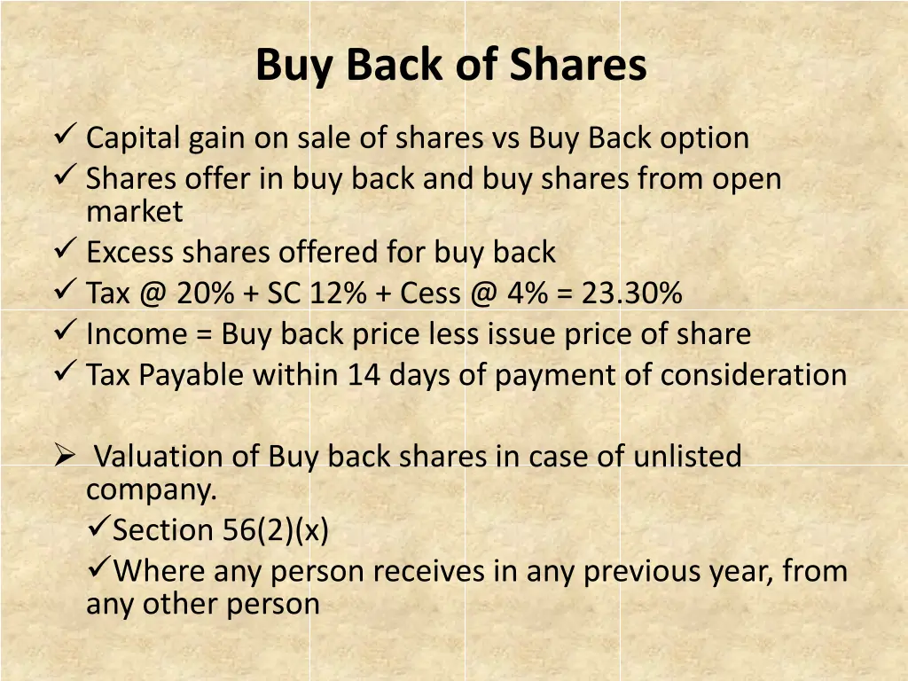 buy back of shares