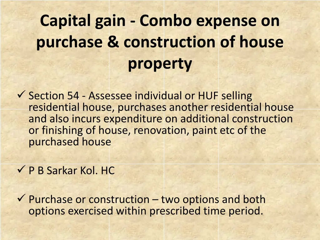 capital gain combo expense on purchase