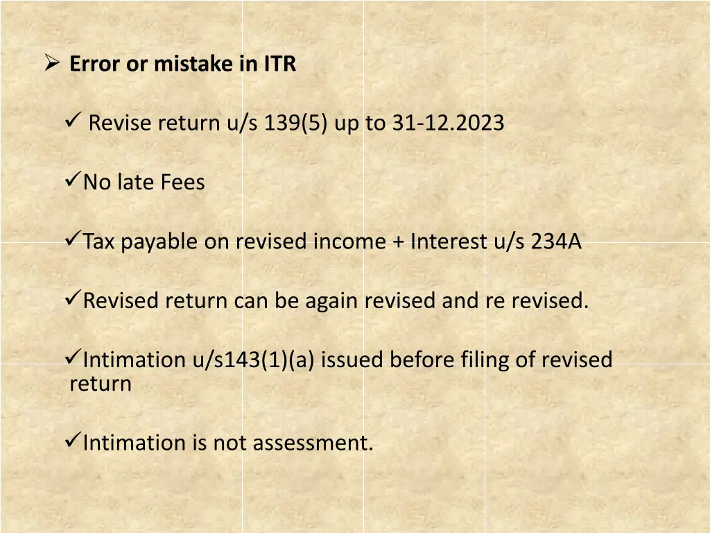 error or mistake in itr