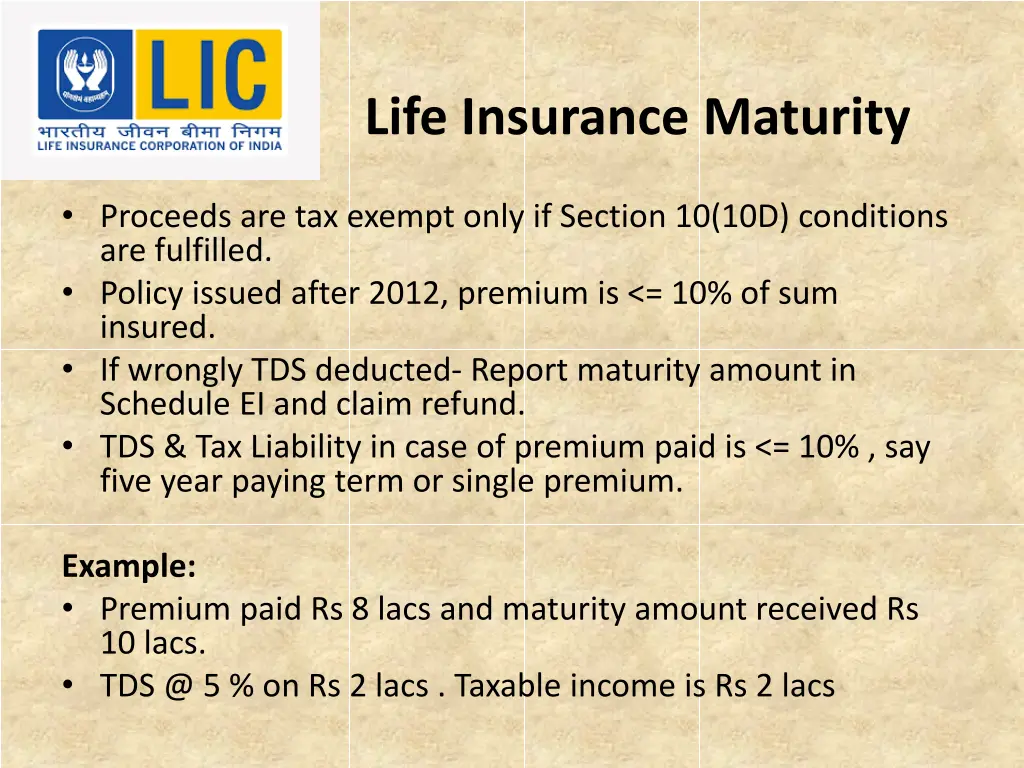 life insurance maturity