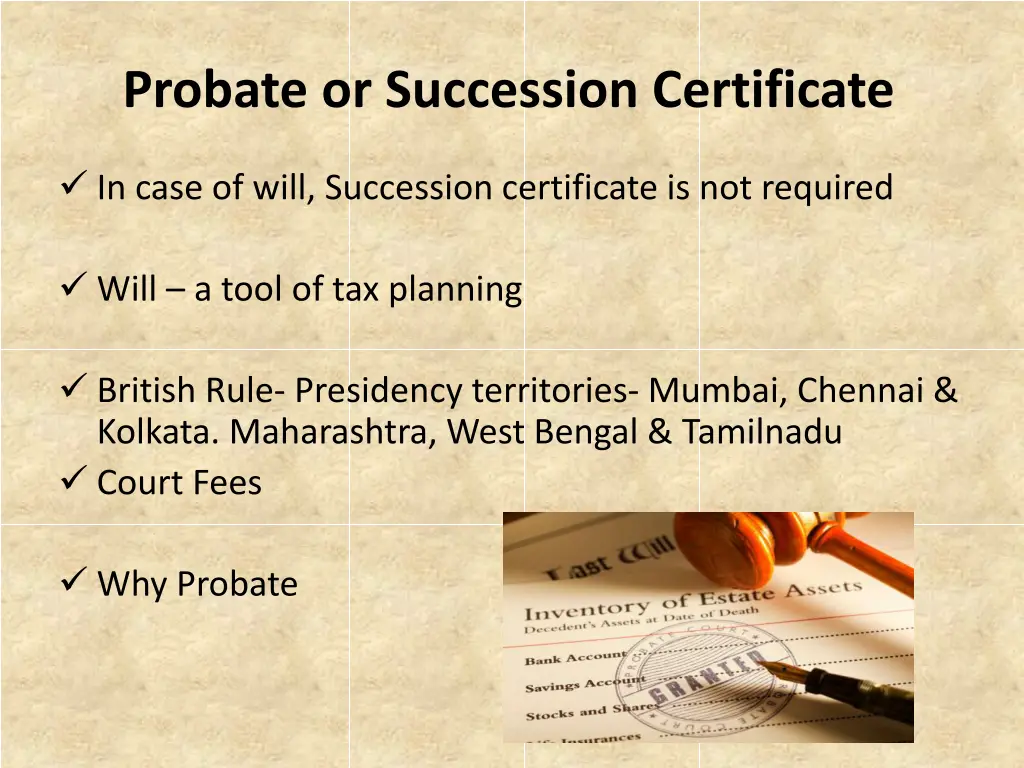 probate or succession certificate