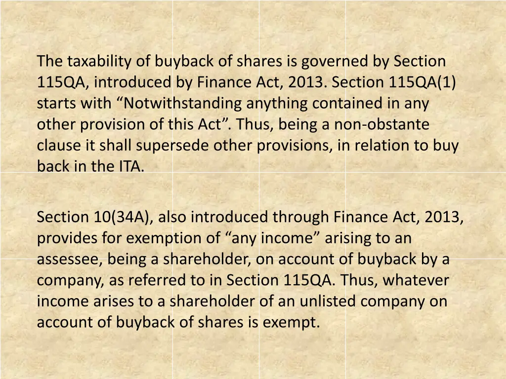 the taxability of buyback of shares is governed