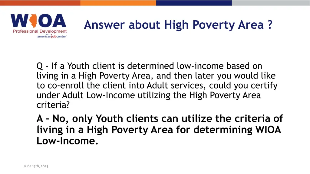 answer about high poverty area
