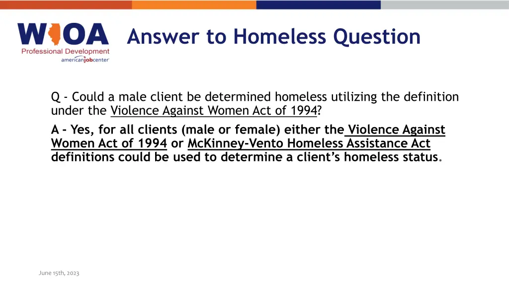 answer to homeless question