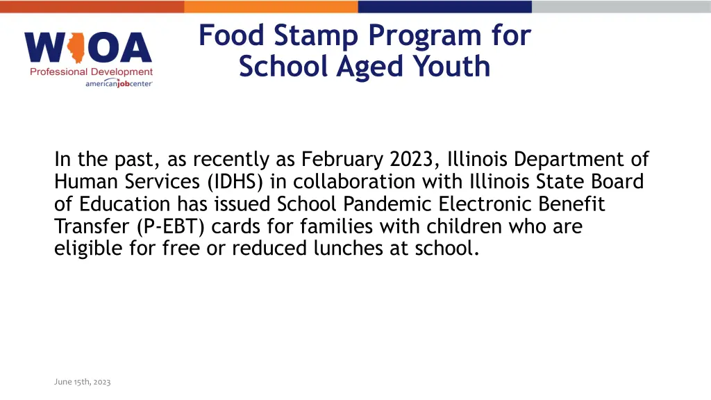 food stamp program for school aged youth