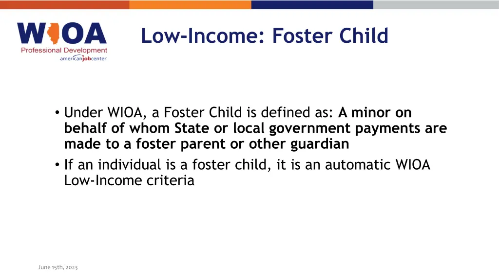 low income foster child