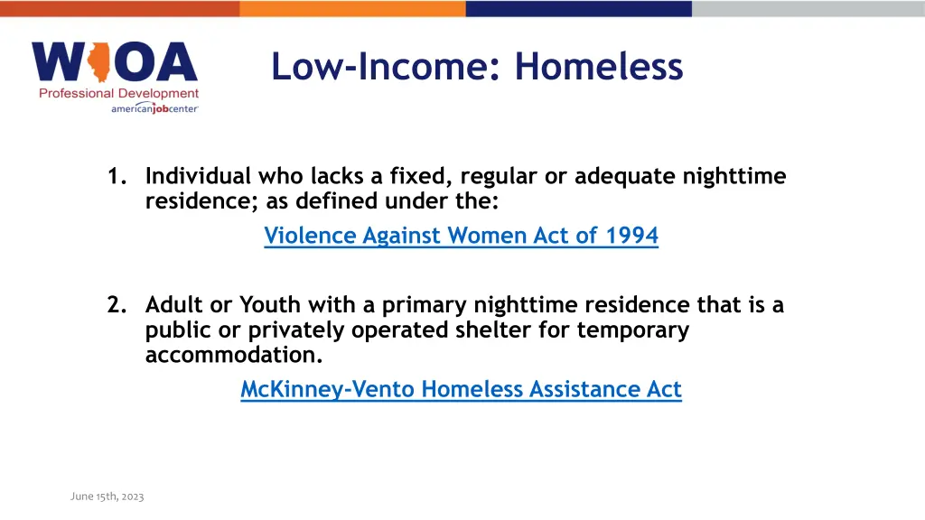 low income homeless