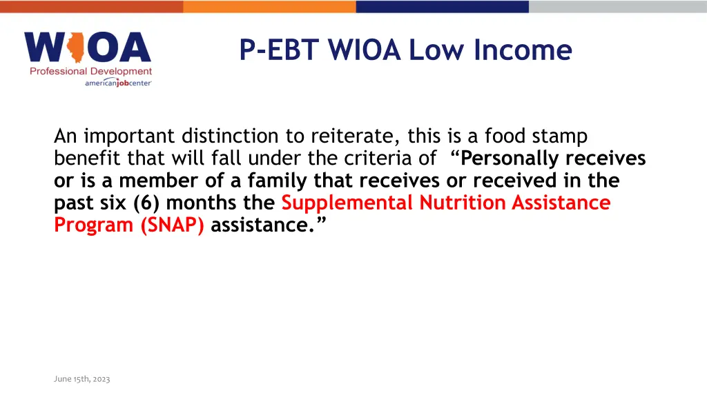 p ebt wioa low income
