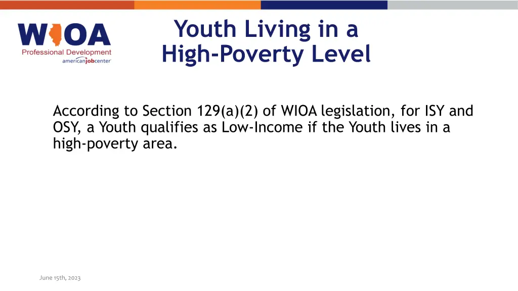 youth living in a high poverty level
