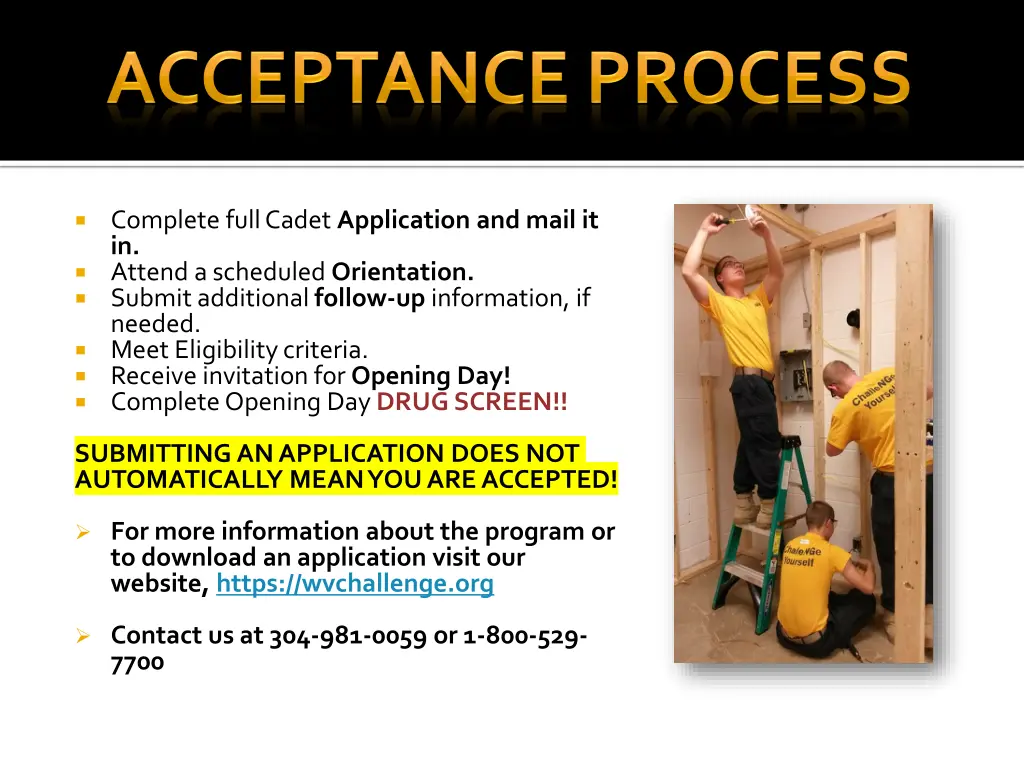 complete full cadet application and mail