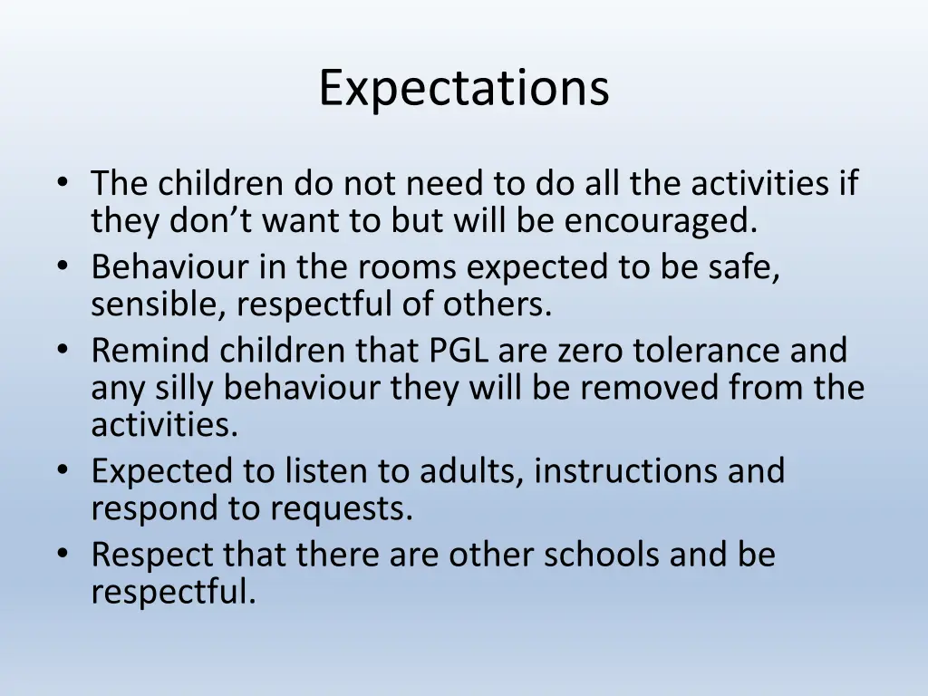 expectations