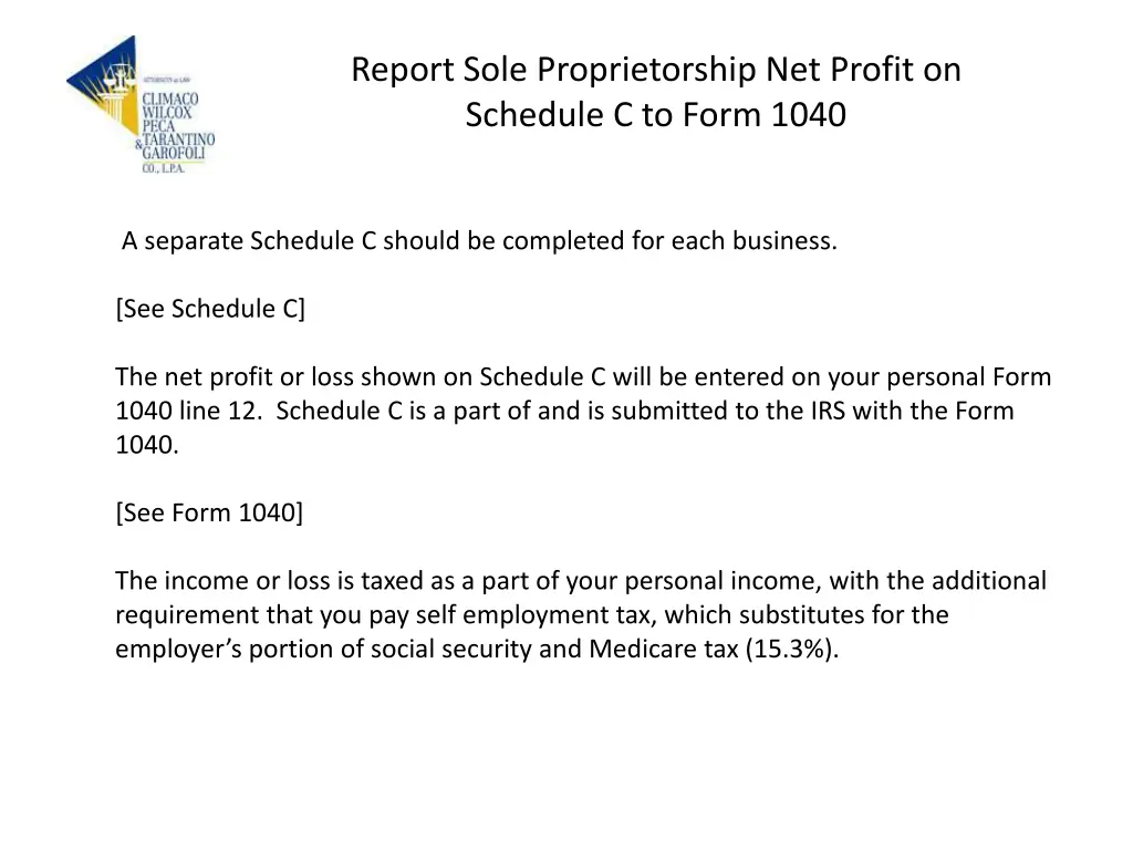 report sole proprietorship net profit on schedule
