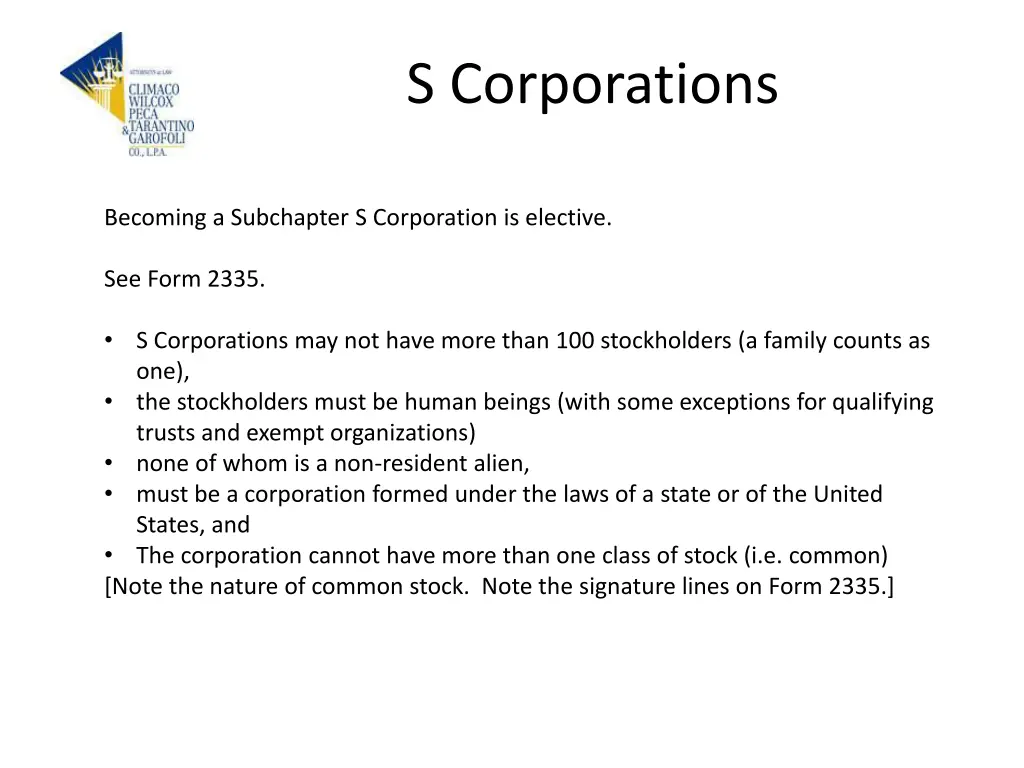 s corporations