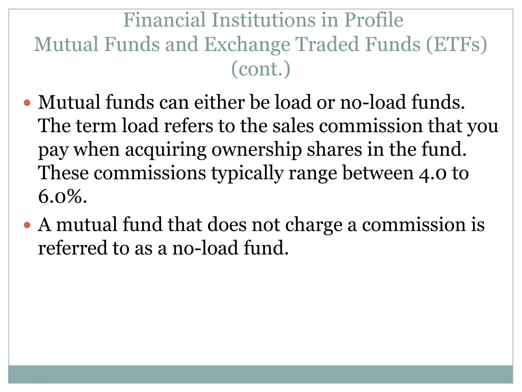 financial institutions in profile mutual funds 1